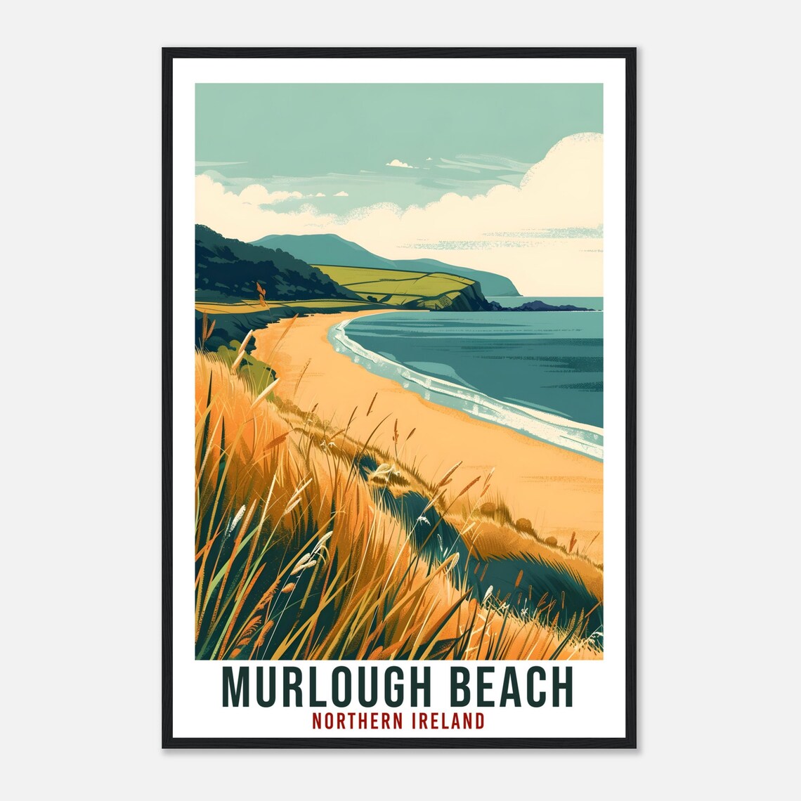 Murlough Beach Northern Ireland Dunes Seashore Travel Poster - Image 4