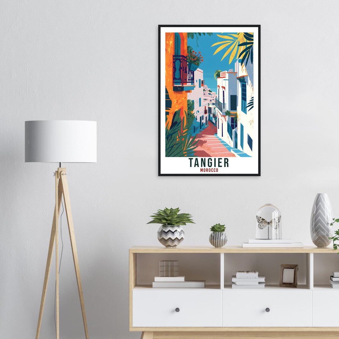 Tangier Morocco Colorful Medina Alley Balconies Travel Poster - Image 3