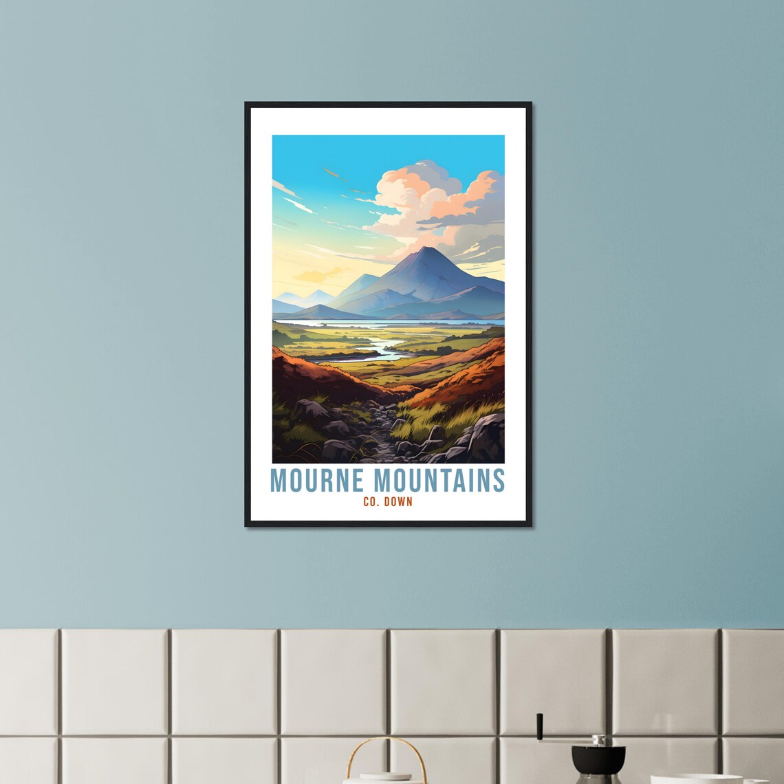 Mourne Mountains County Down Northern Ireland Vintage Travel Poster - Image 2