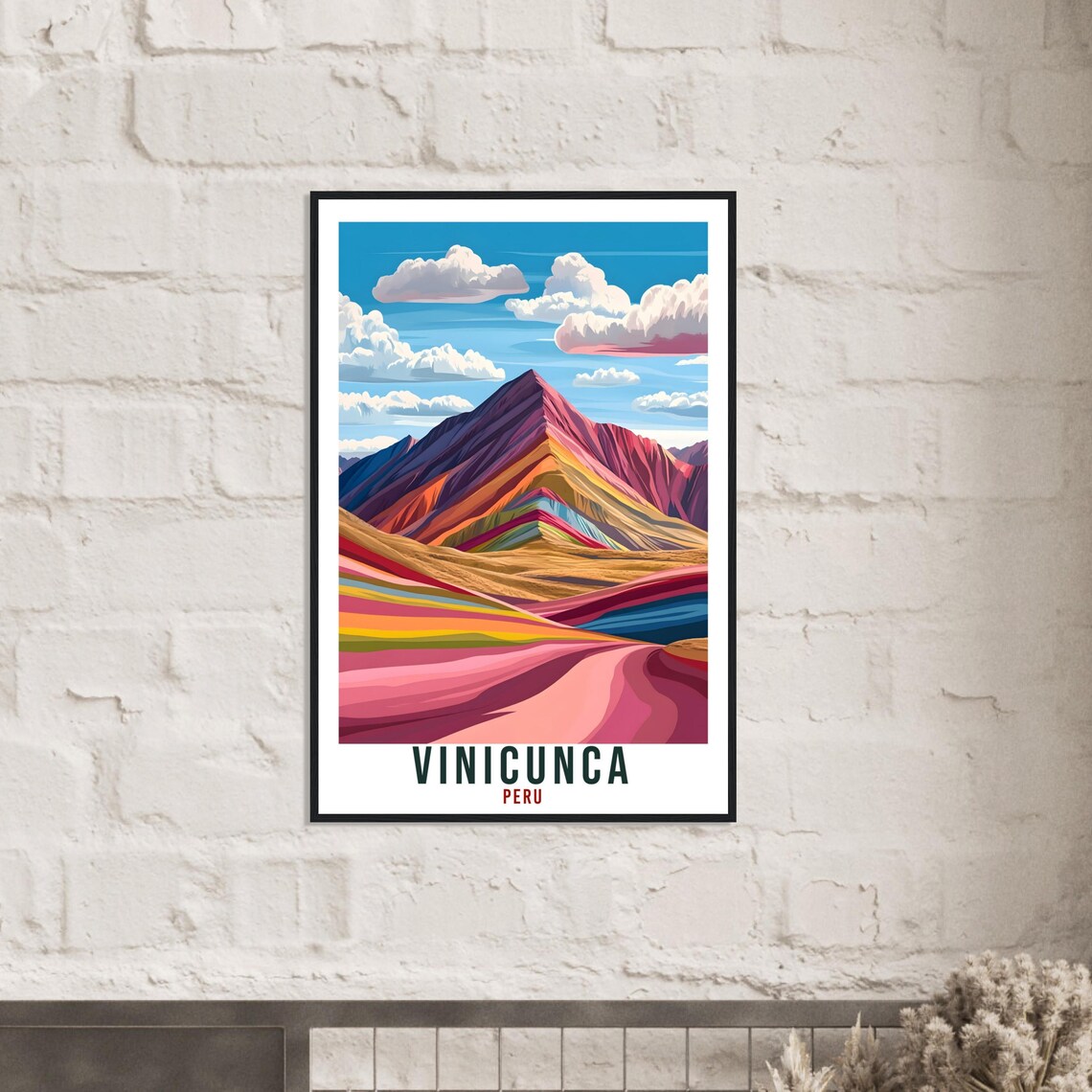 Vinicunca Peru Rainbow Mountain Striped Peaks Vintage Travel Poster Art - Image 2