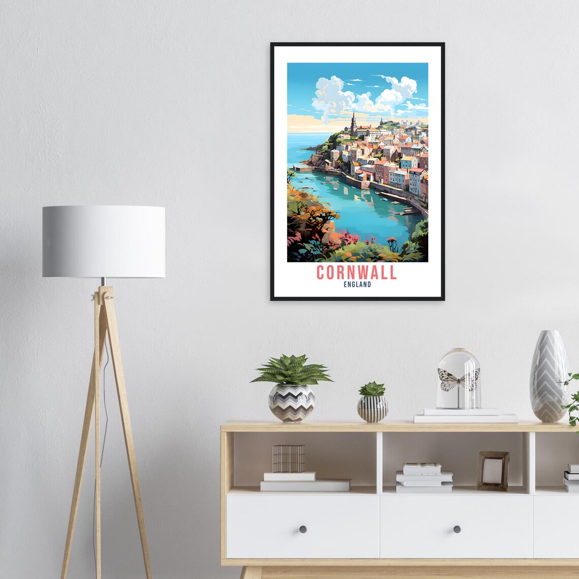 Cornwall England Seaside Harbor Coastal Town View Travel Poster - Image 3