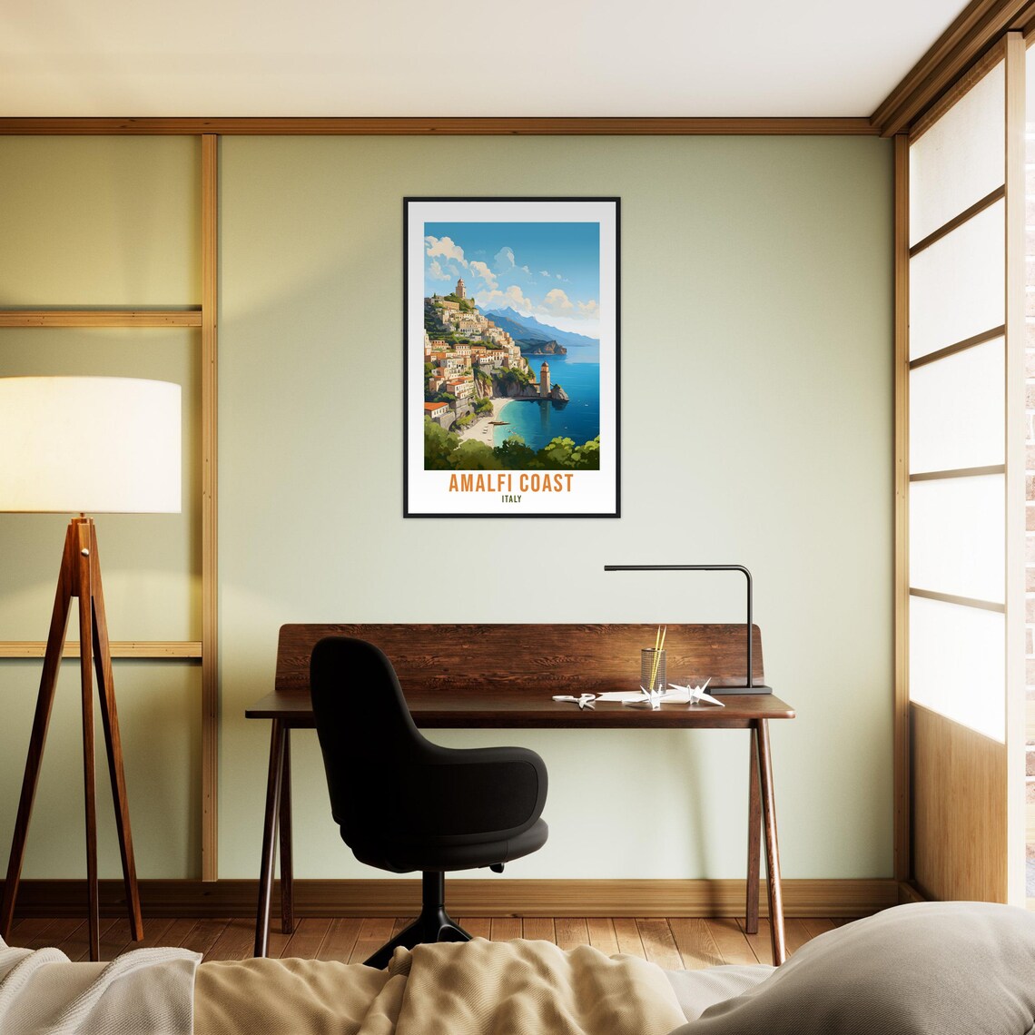 Amalfi Coast Italy Cliffside Village Turquoise Cove Travel Poster - Image 2