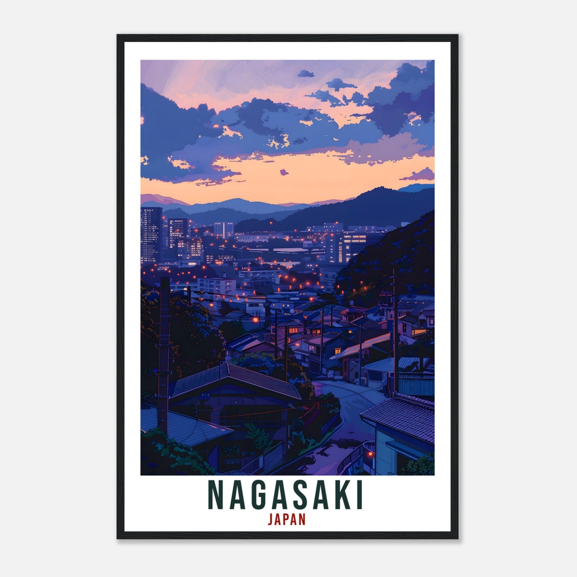 Nagasaki Japan Travel Print Home Decoration Wall Art Gift Wall Hanging Art Lover Japanese Artwork Japan Nagasaki Travel Poster City Print - Image 4