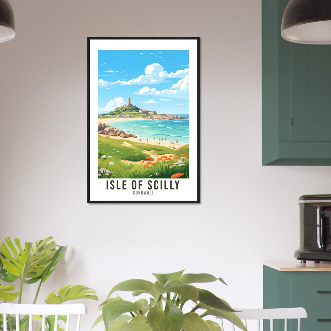 Isle of Scilly Cornwall Sandy Beach Island Retro Travel Poster Art - Image 2
