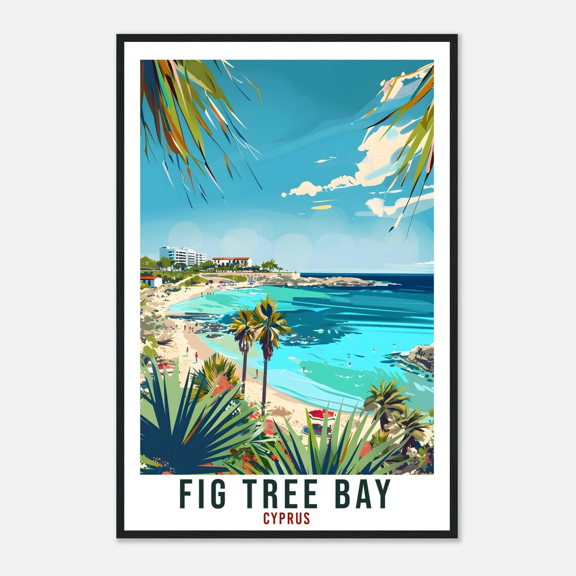 Fig Tree Bay Cyprus Travel Poster, Cyprus Wall Art - Image 4