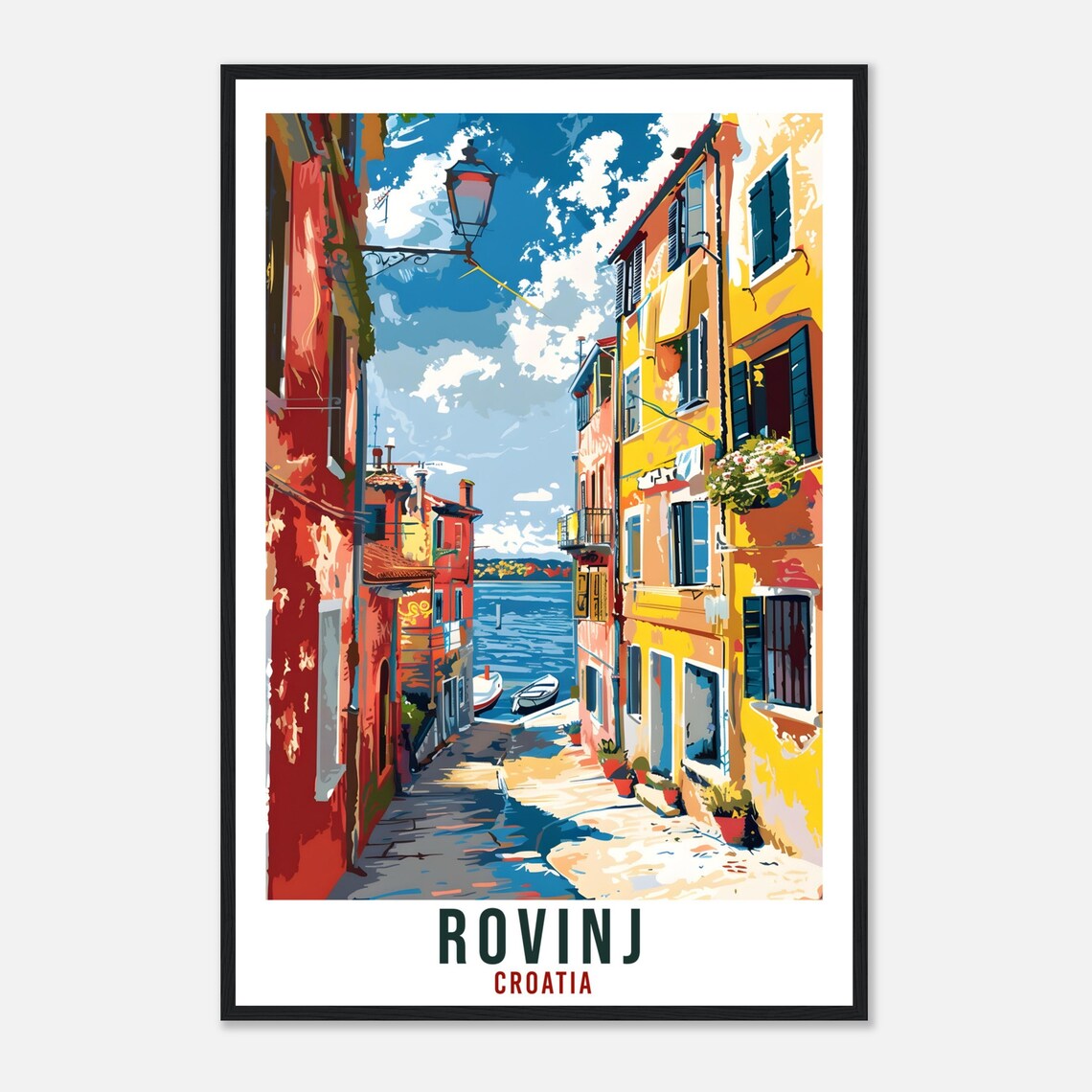 Rovinj Croatia Old Town Seaside Alley Vintage Style Travel Poster - Image 4
