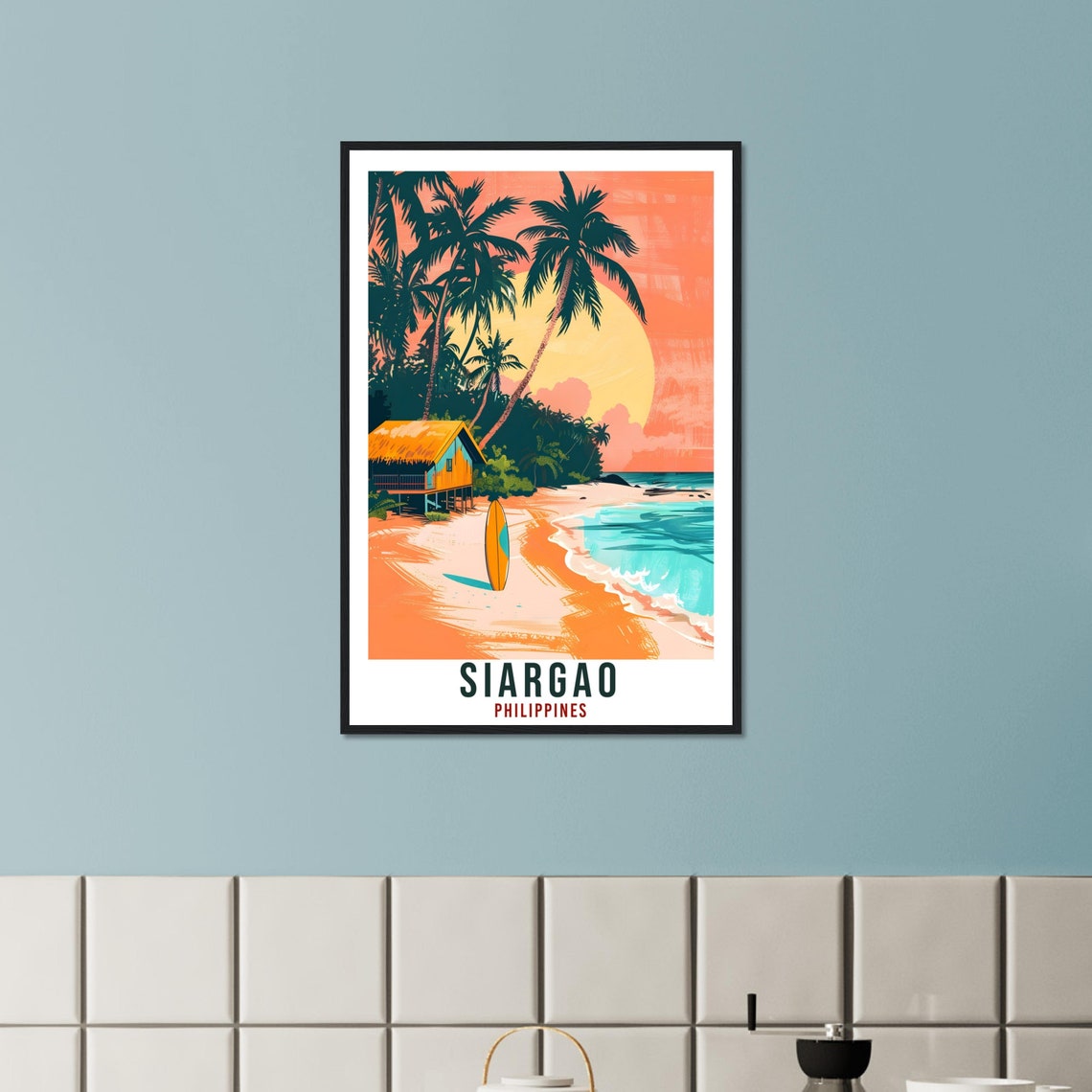 Siargao Philippines Tropical Sunset Beach Surf Travel Poster - Image 3