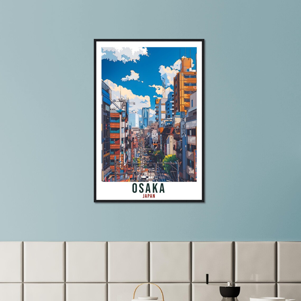 Osaka Japan Downtown Street Neon Signs Cityscape Travel Poster - Image 3