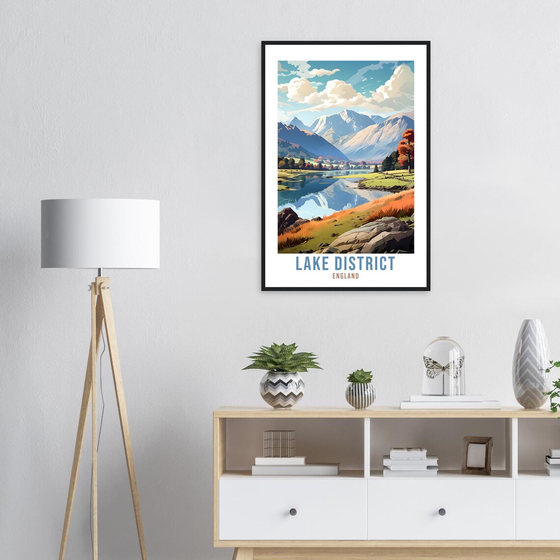 Lake District England Mirror Lake Fells Autumn Walk Travel Poster - Image 2