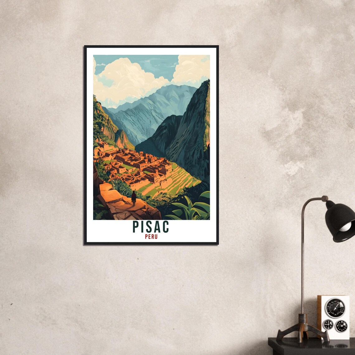 Pisac Peru Inca Ruins Mountain Terraces Vintage Travel Art Print - Image 3