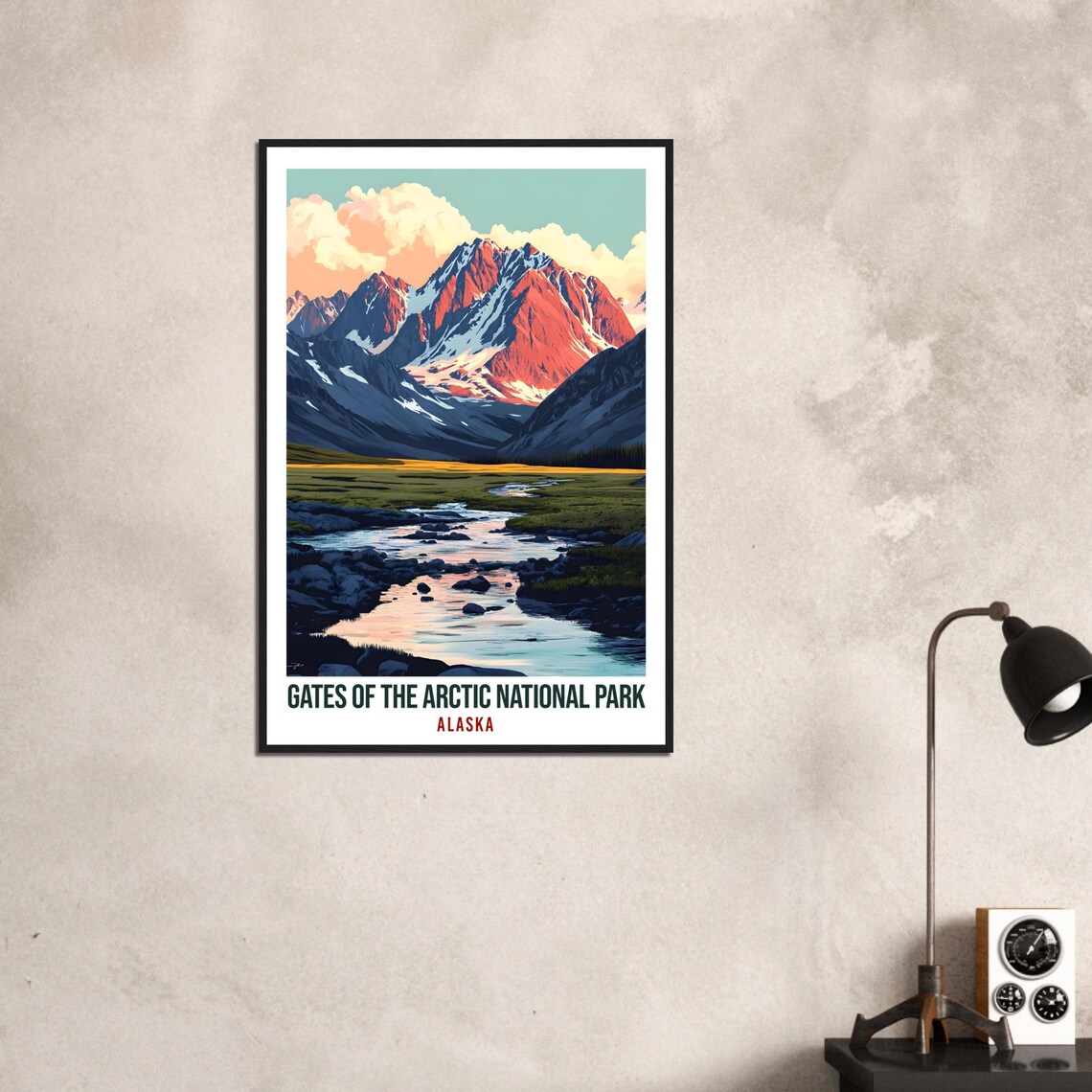 Gates Of The Arctic National Park Alaska Peaks River Pink Poster - Image 3