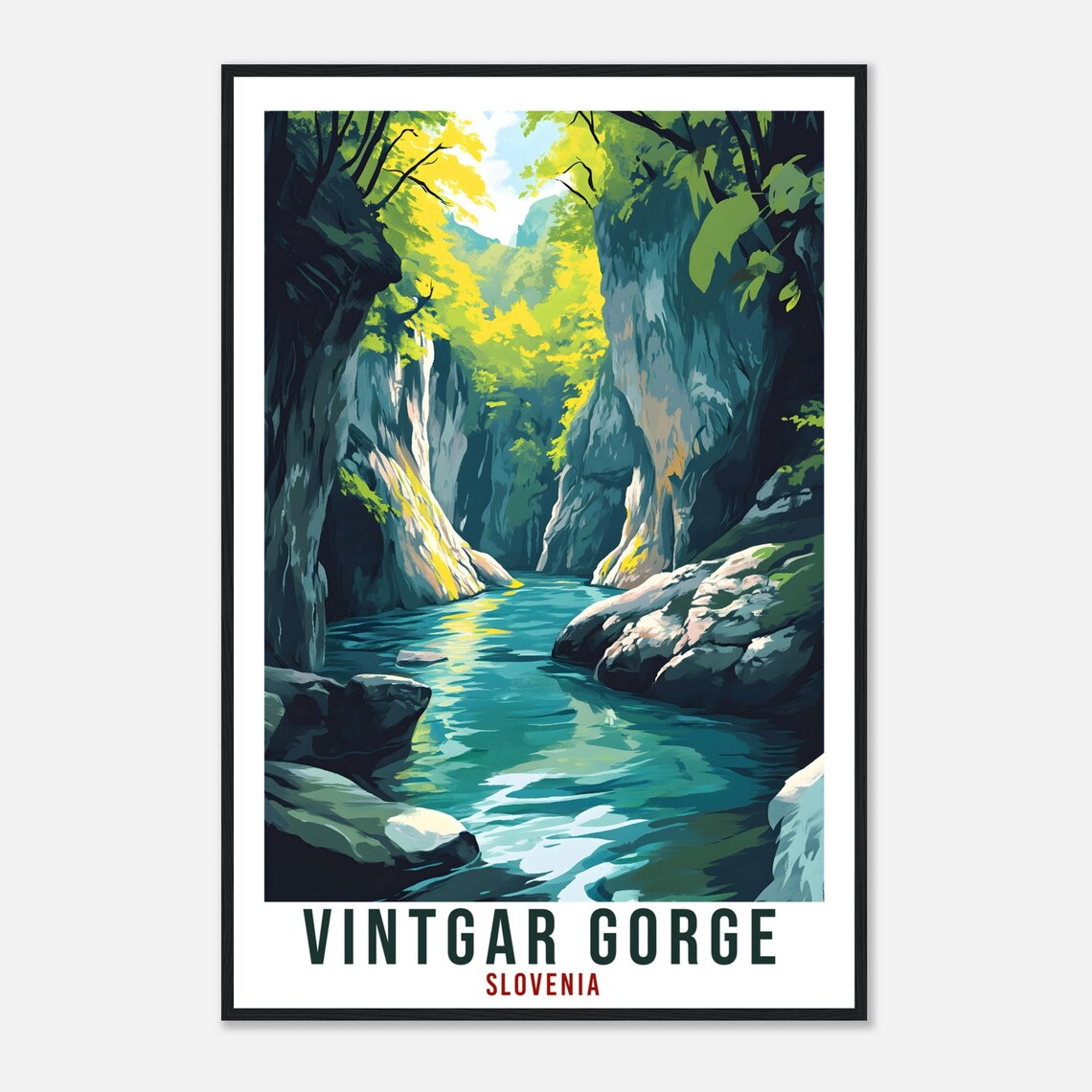 Vintgar Gorge Slovenia River Canyon Lush Vintage Travel Poster - Image 4