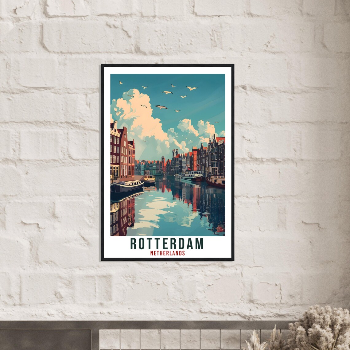 Rotterdam Netherlands Canal Houses Vintage Travel Poster Holland Art - Image 2