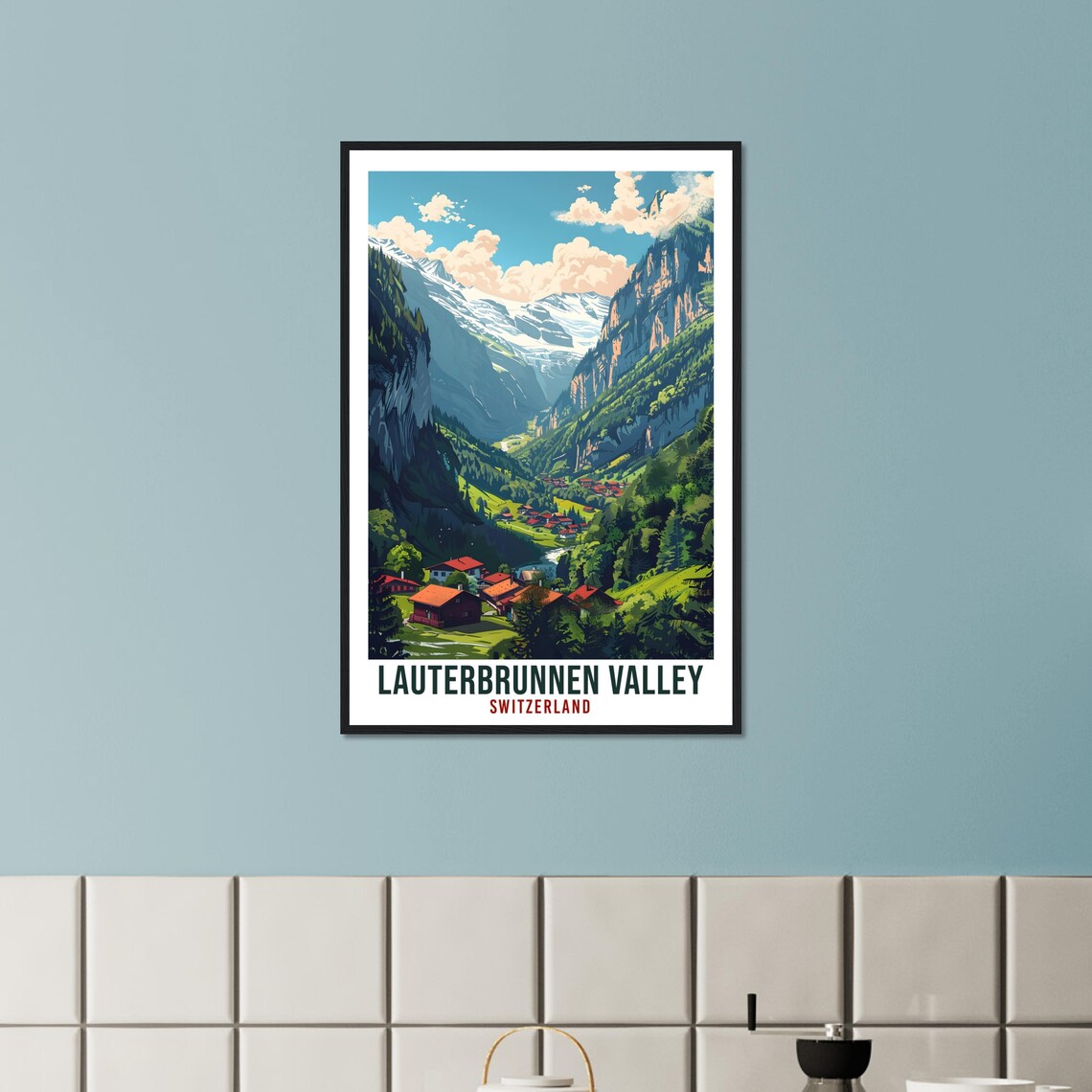 Lauterbrunnen Valley Switzerland Alpine Village Travel Poster - Image 2