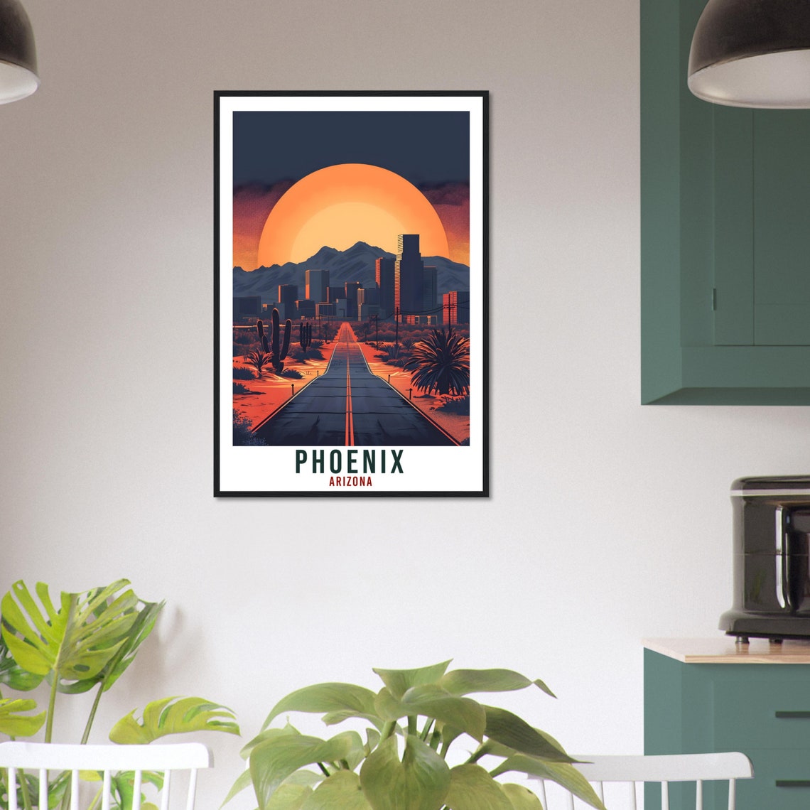 Phoenix Arizona Desert Road Cactus Skyline Sunset Scenic Art Poster - Image 2