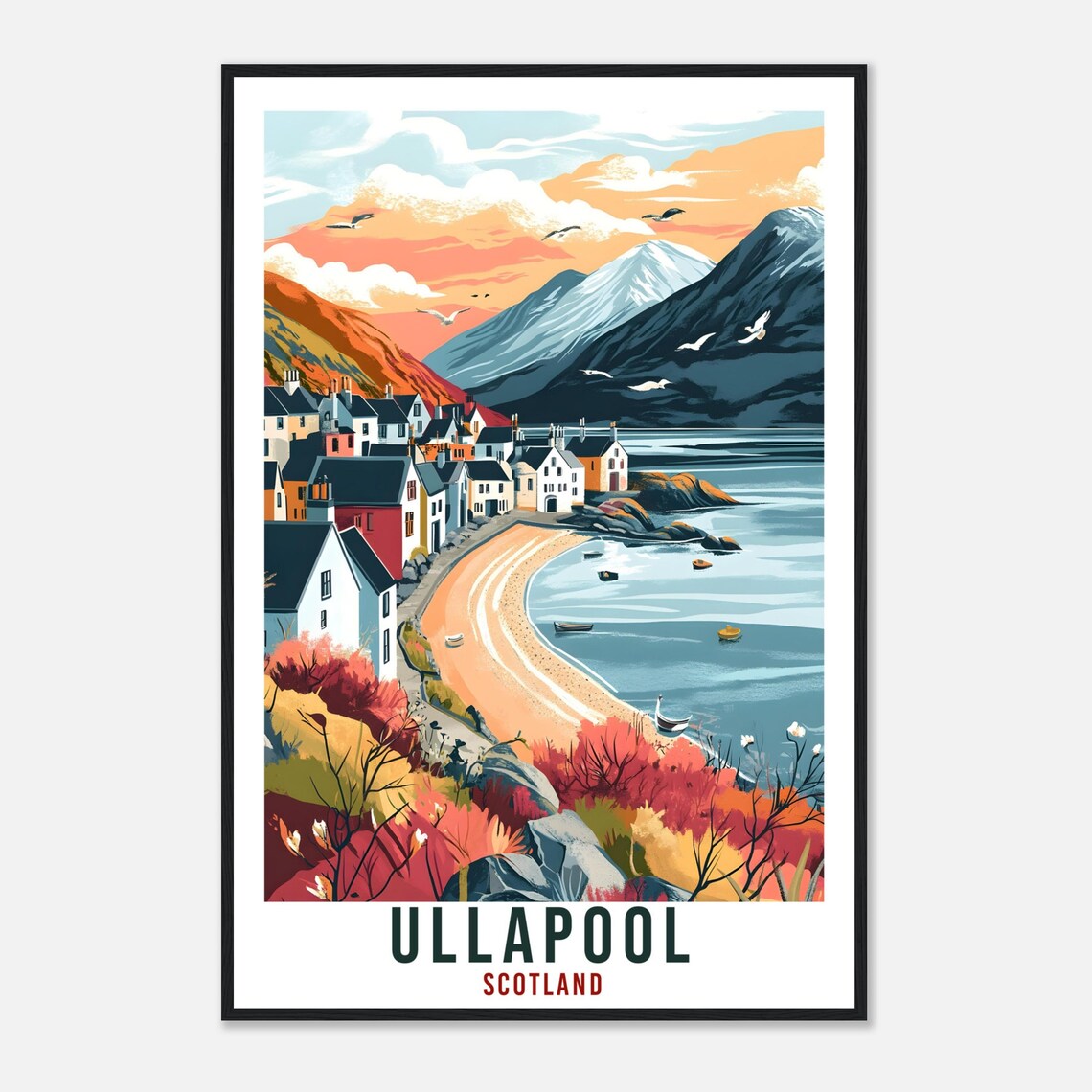 Ullapool Scotland Fishing Village Bay Sunset Vintage Travel Poster - Image 4