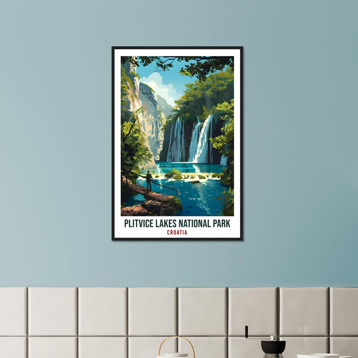 Plitvice Lakes National Park Croatia Waterfall Travel Poster - Image 3