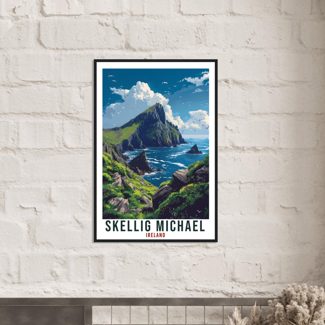 Skellig Michael Dramatic Sea Cliffs Seabirds Ireland Travel Poster - Image 3