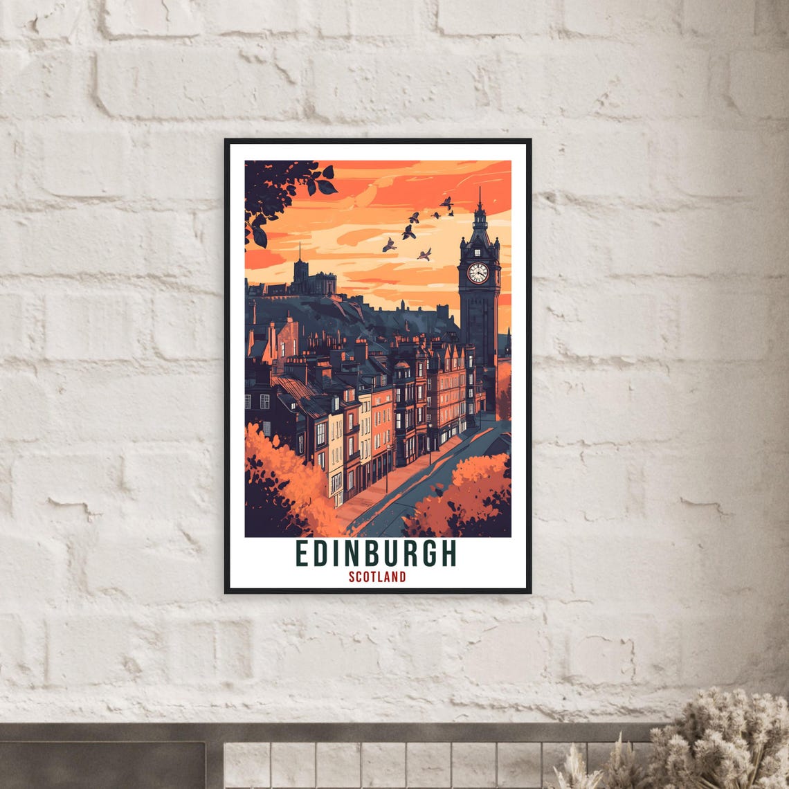 Edinburgh Scotland Vintage Sunset Skyline Travel Sunny Poster - Image 2