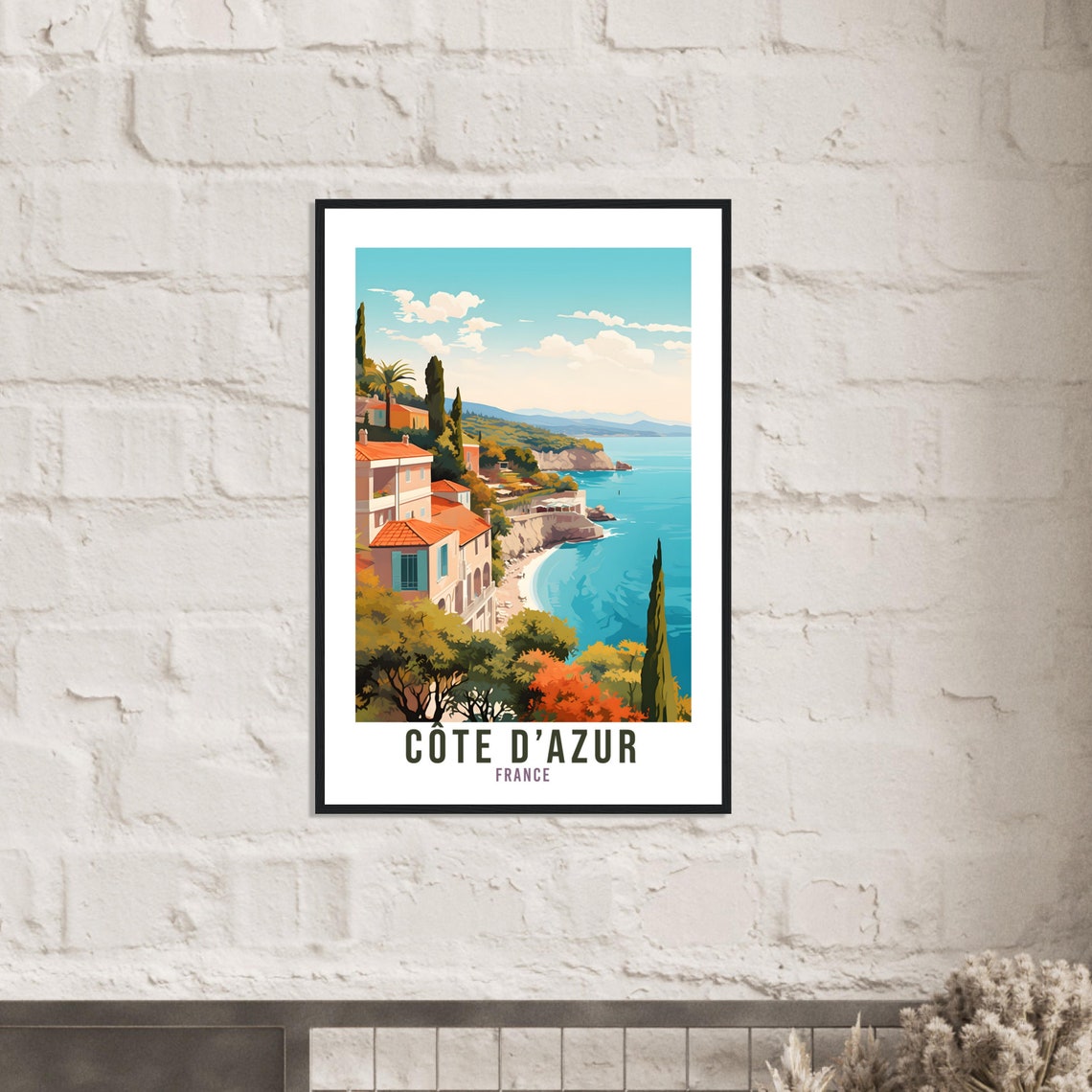 Cte Dazur Travel Print France Wall Art Cte Dazur Wall Hanging Home Dcor France Gift Art Lovers French Art Lover Gift Cte Dazur Print - Image 2