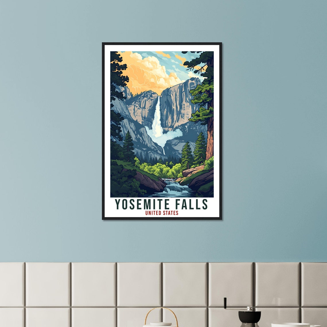 Yosemite Falls California Granite Cliffs Waterfall Scenic Art Poster - Image 3