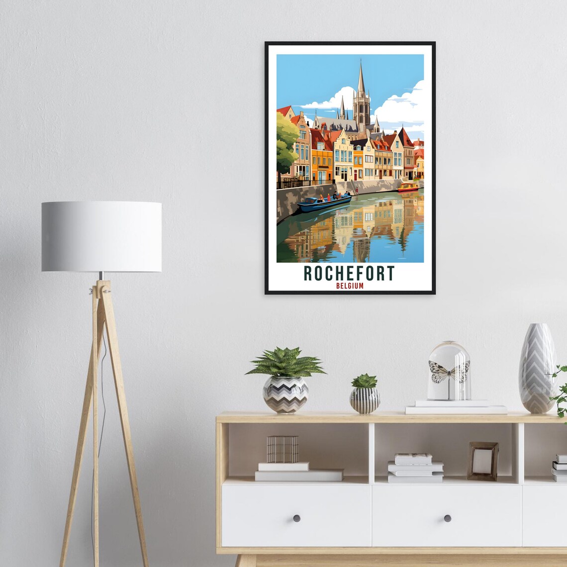 Rochefort Belgium Canal Travel Poster Vintage Cityscape Artwork - Image 4