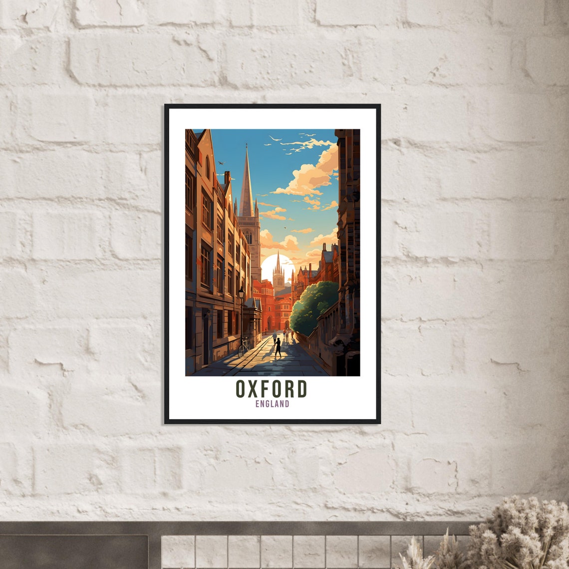 Oxford Travel Print Home Decor Oxfordshire England Wall Hanging Oxford Artwork Gift Oxford Travel Poster Artwork Oxford Art Lovers Gifts - Image 2