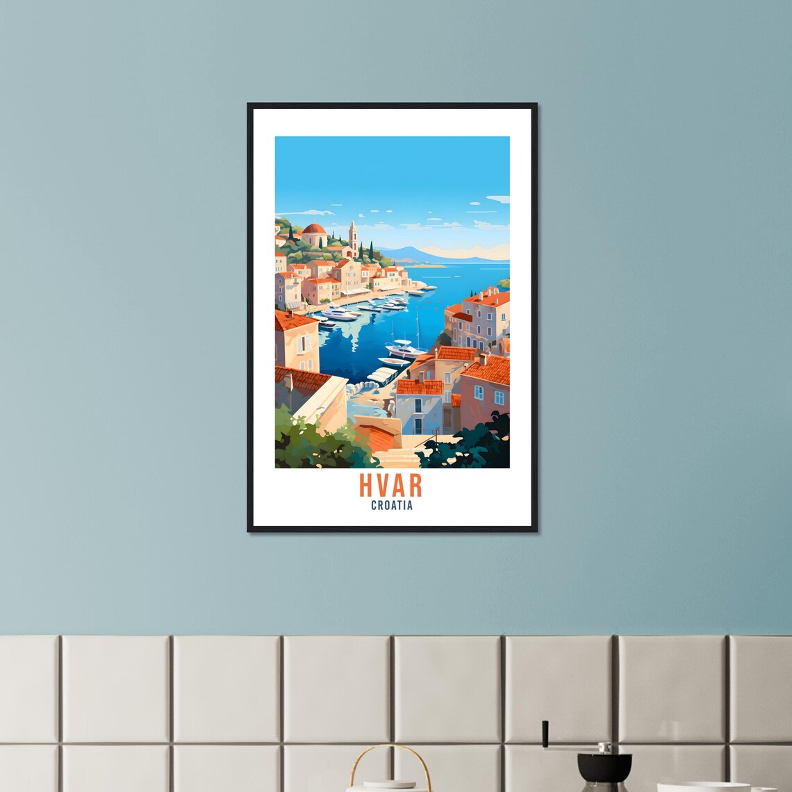 Hvar Croatia Adriatic Harbor Town Retro Island Travel Poster - Image 2