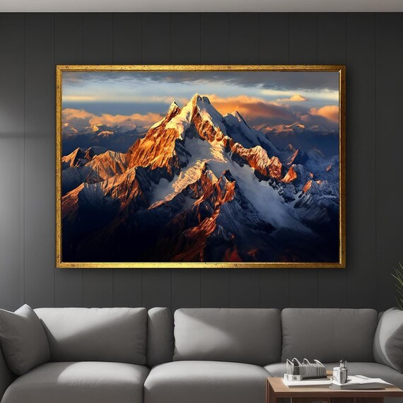Snowy Mountains At Dawn Canvaswall Art Living Room Painting Wonderful Scenery Print On