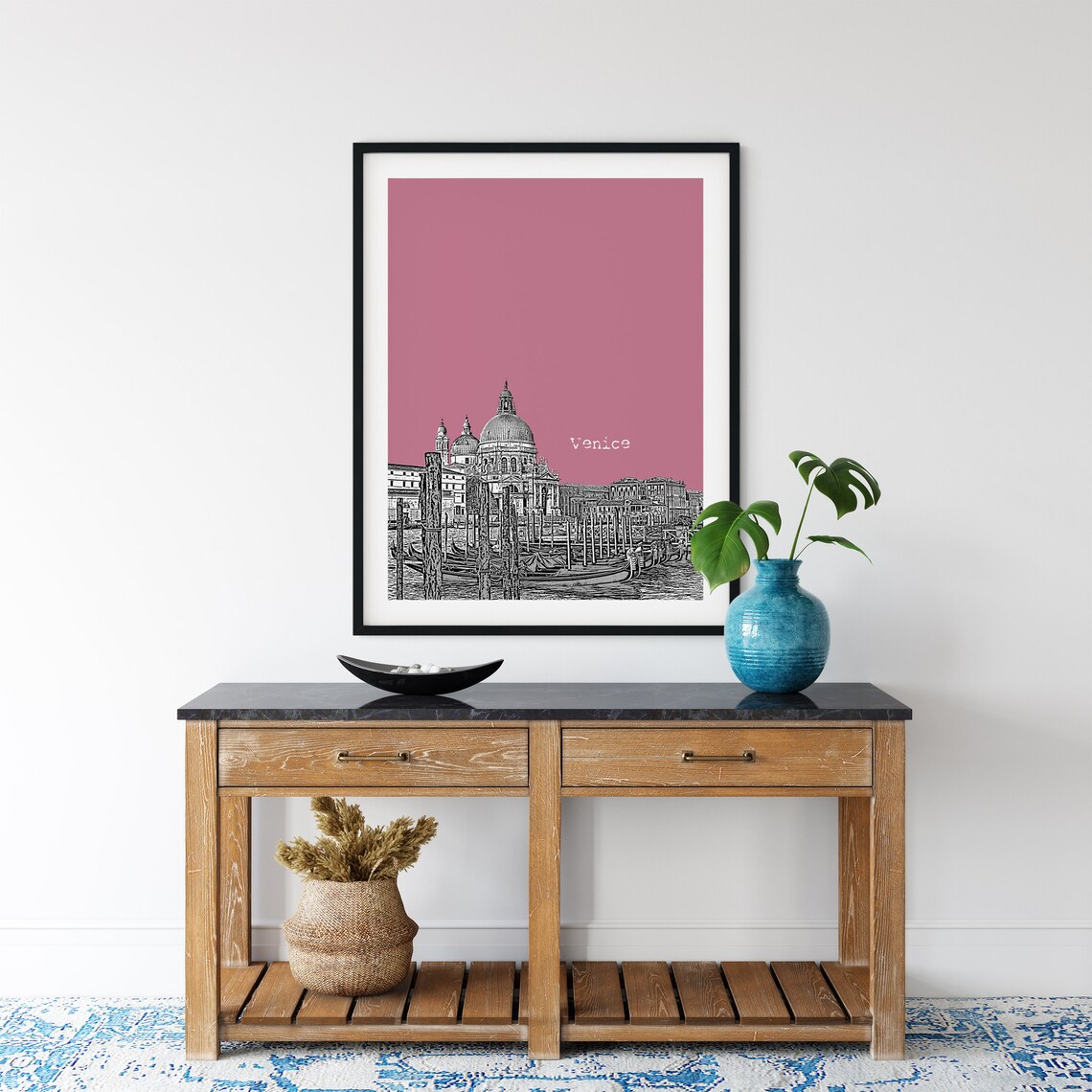 Venice Italy Grand Canal Color Block Poster With Custom Sky Color - Image 2