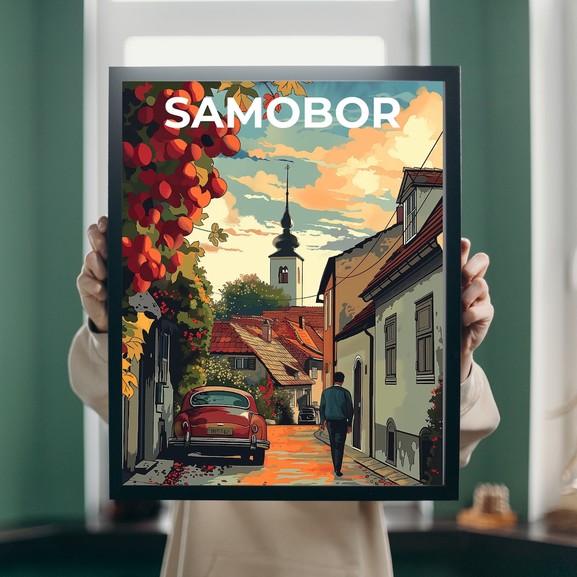 Samobor Croatia Old Town Street Illustrated Vintage Travel Poster - Image 2