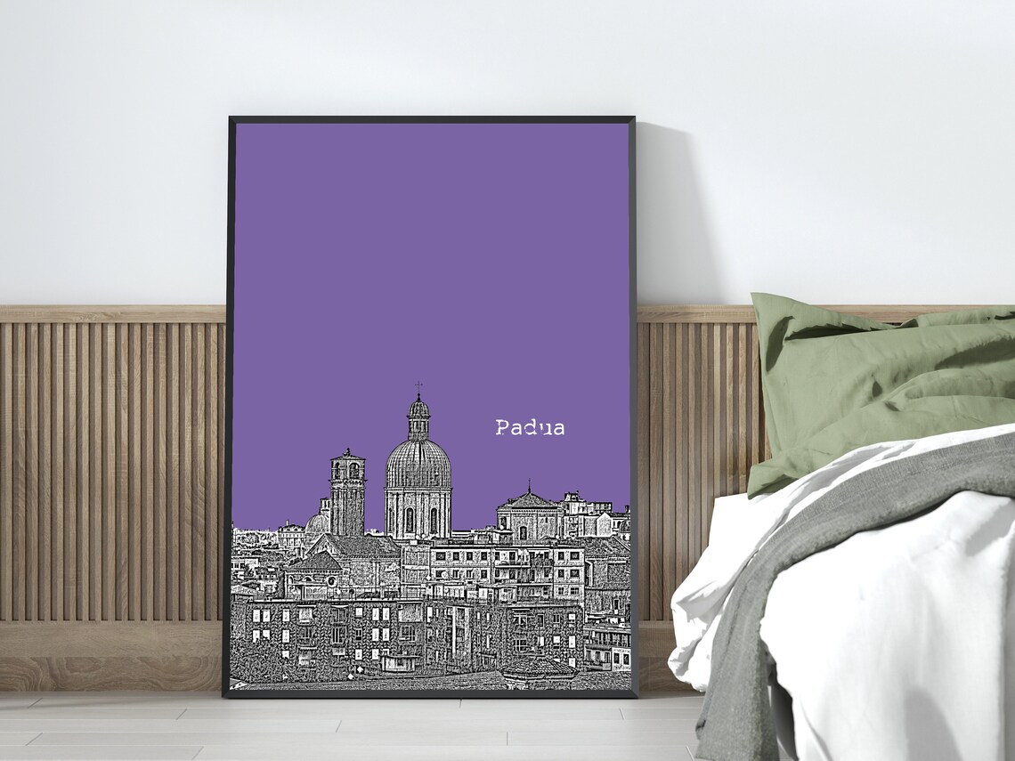 Padua Italy Basilica Dome Purple Pop Art Old City Skyline Poster - Image 3