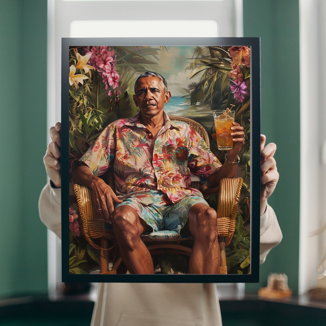 Barack Obama Oil-Painting-Style Portrait Art Print - Image 3