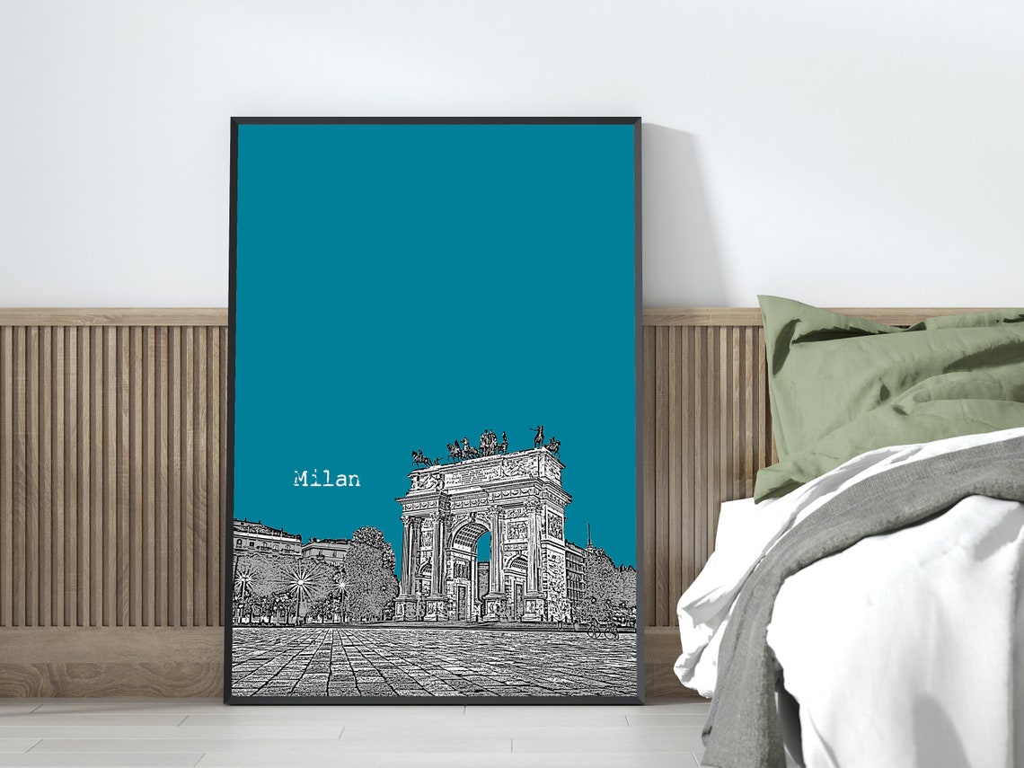 Milan Arco della Pace Teal Pop Art Triumph Arch Italy Poster - Image 3