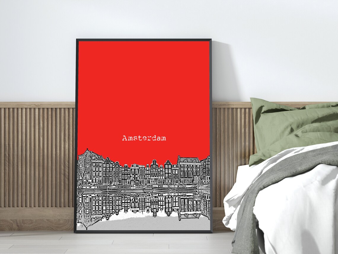 Amsterdam Skyline Travel Poster, Holland City Print - Image 4
