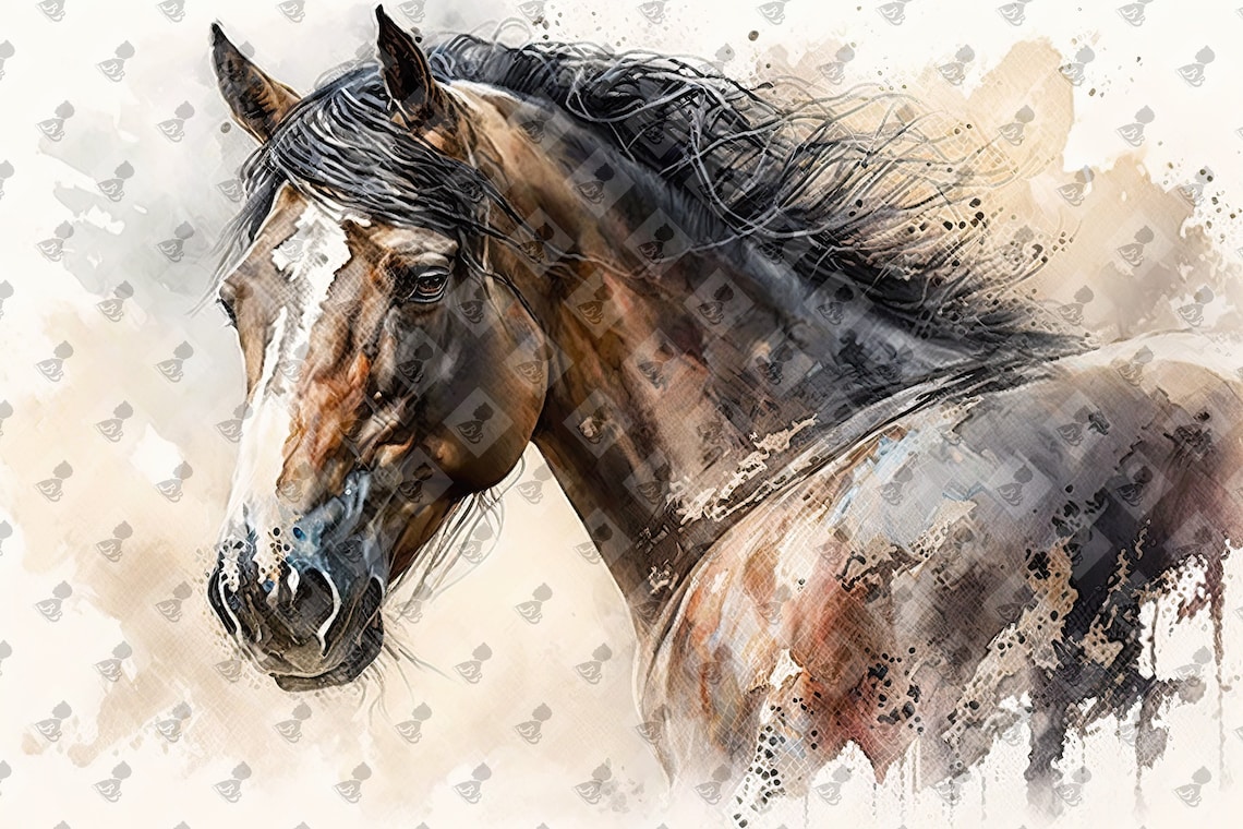 Horse Watercolor Art Print, Farmhouse Rustic Decor
