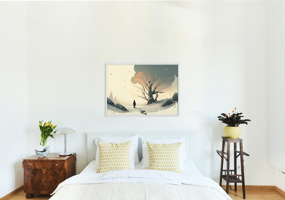Winter Trees Art Print, Vertical Winter Landscape - Image 2
