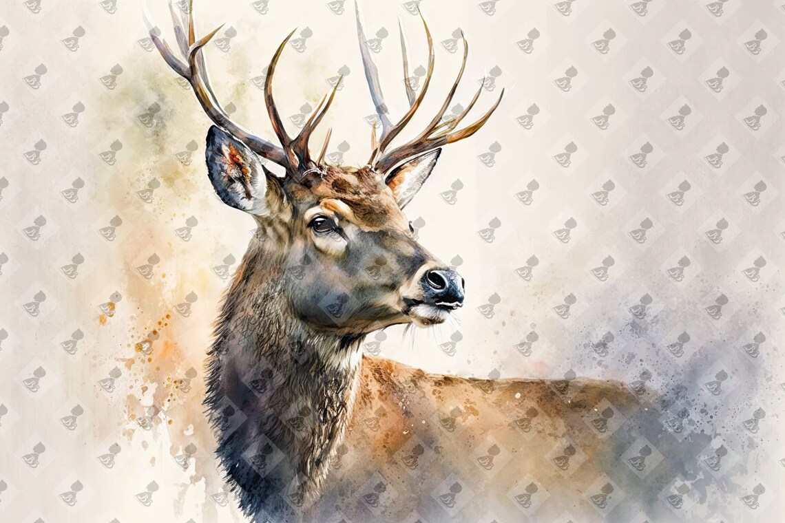 Deer Watercolor Art Print, Farmhouse Rustic Decor