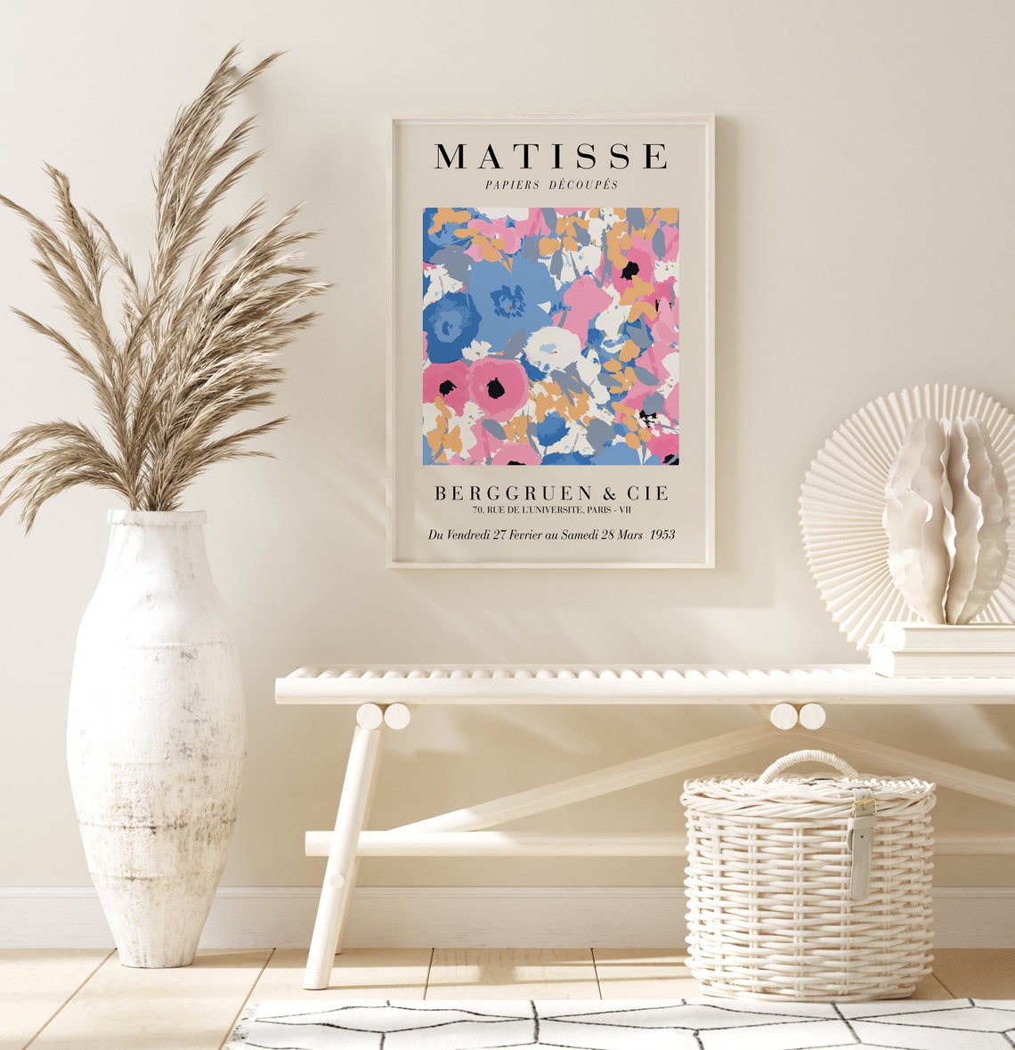 Matisse Pastel Blue Pink Ditsy Spring Floral Exhibition Poster - Image 3