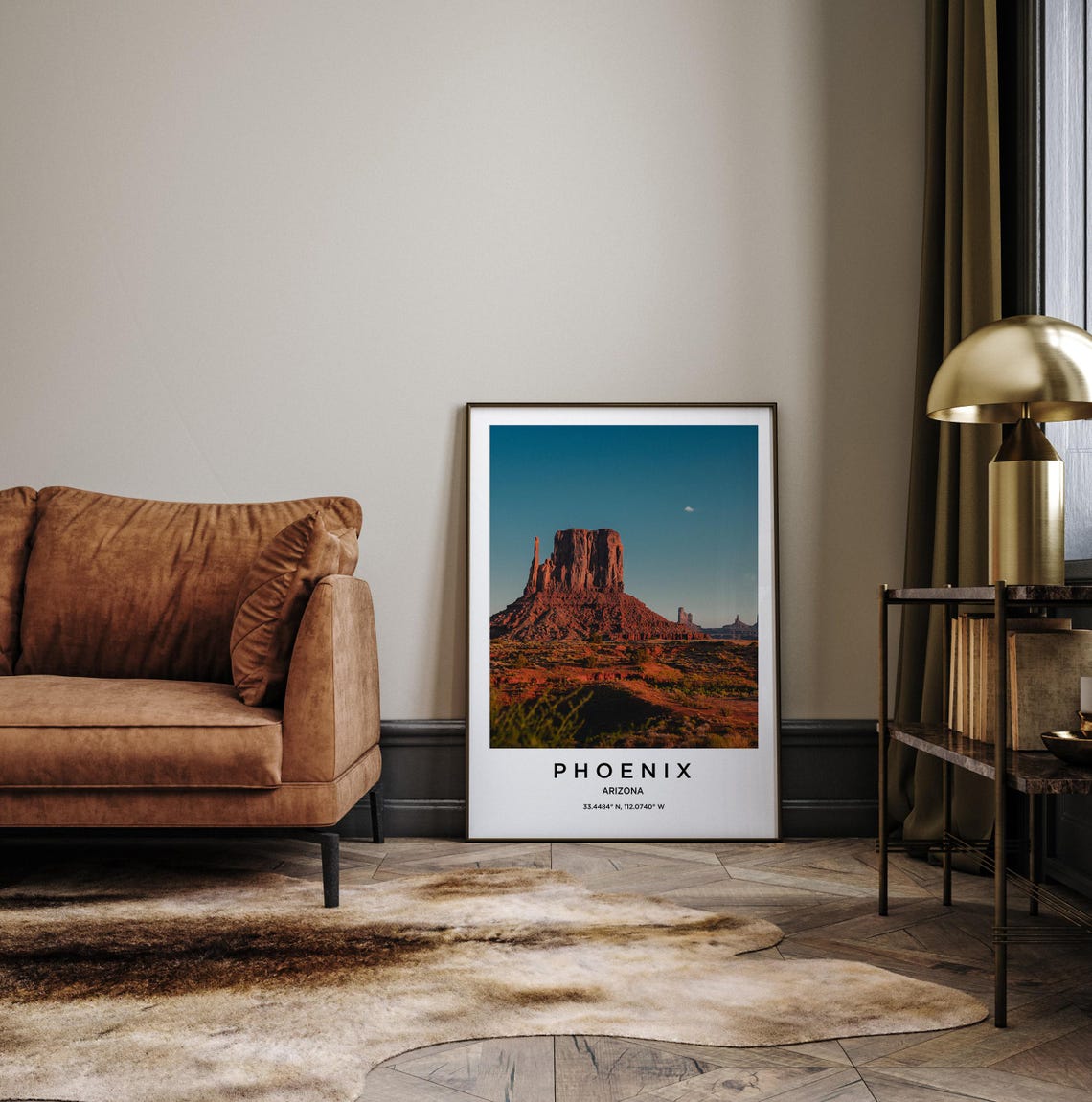 Phoenix Arizona Desert Butte Glowing Red in the Sunset Light Poster - Image 3