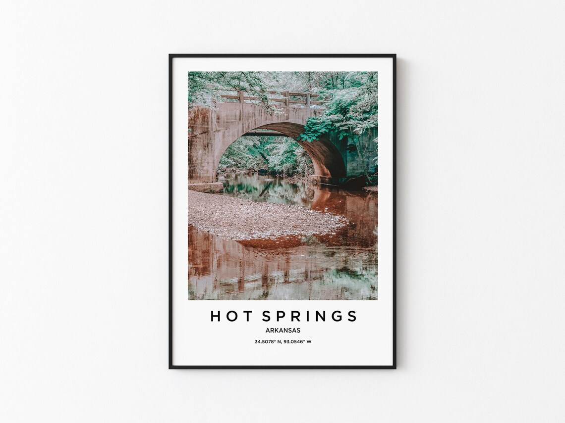 Hot Springs Arkansas Stone Bridge Creek Nature Travel Poster