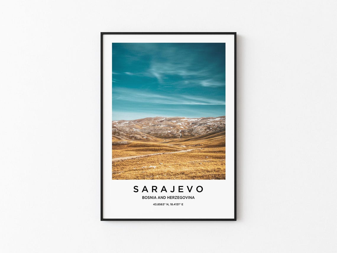 Sarajevo Bosnia Golden Meadow Hills Mountain Landscape Poster