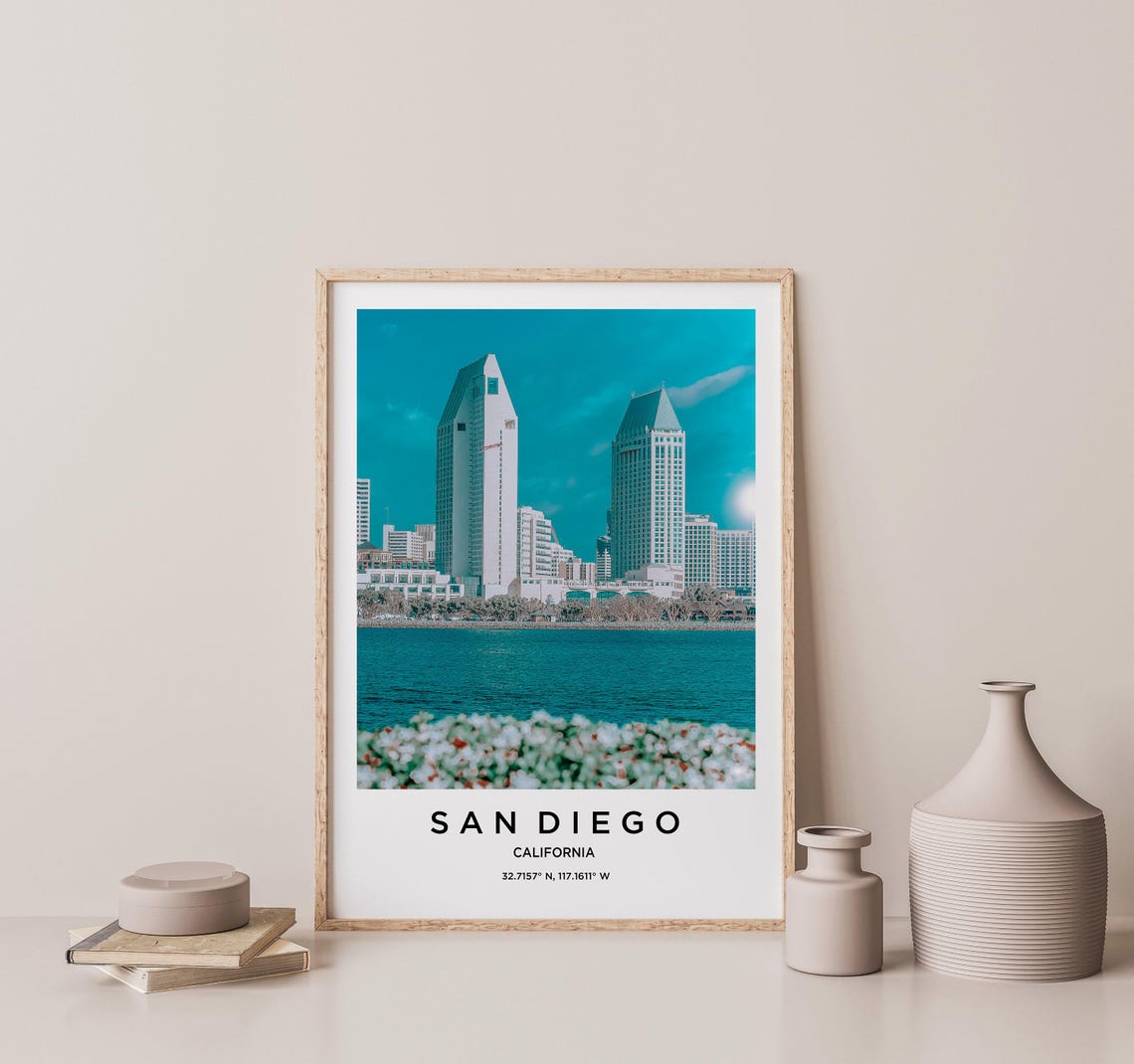 San Diego California Downtown Skyline Waterfront View Poster - Image 2