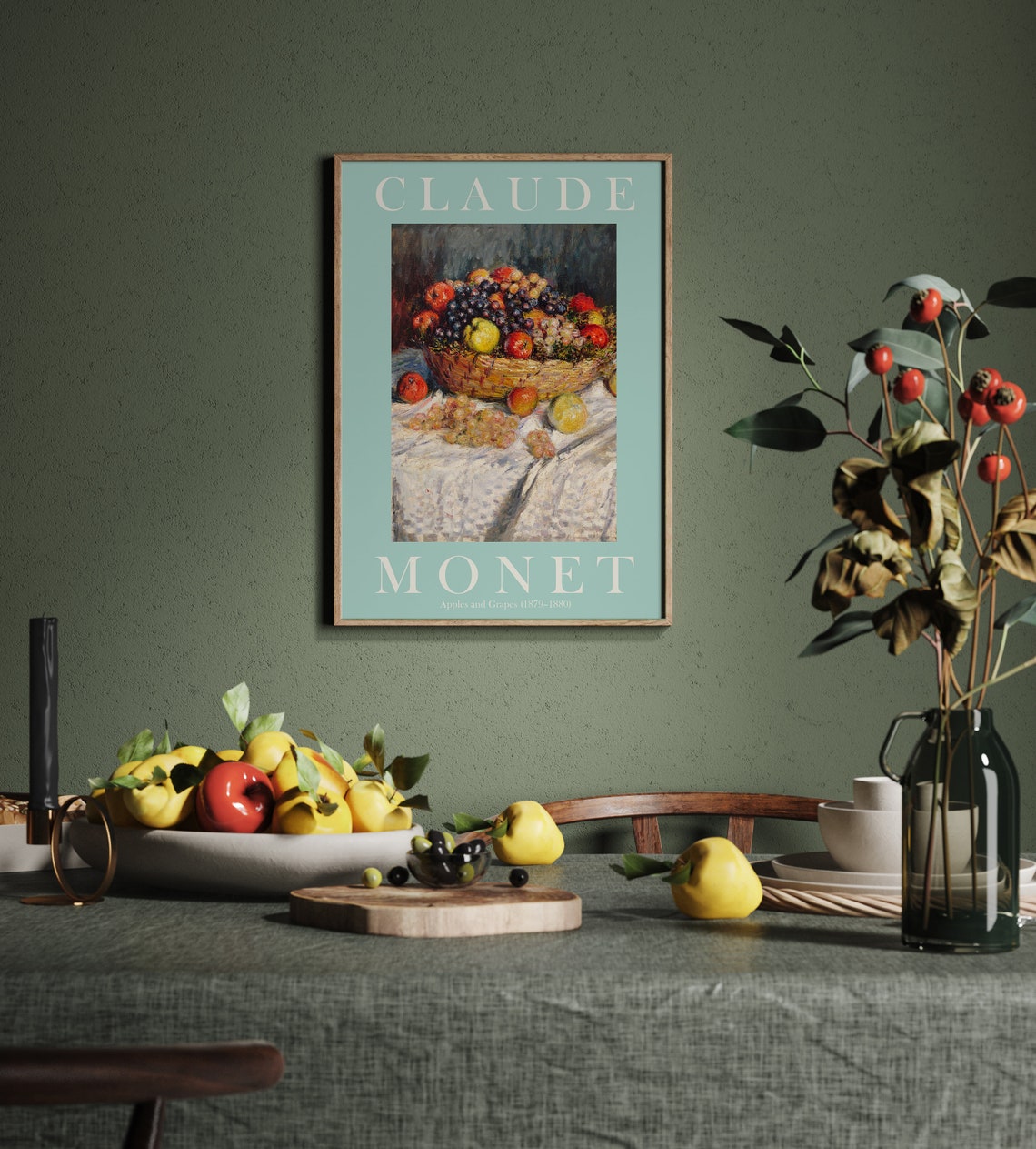 Claude Monet Apples and Grapes 1879-1880 Mint Border Still Life Poster - Image 2