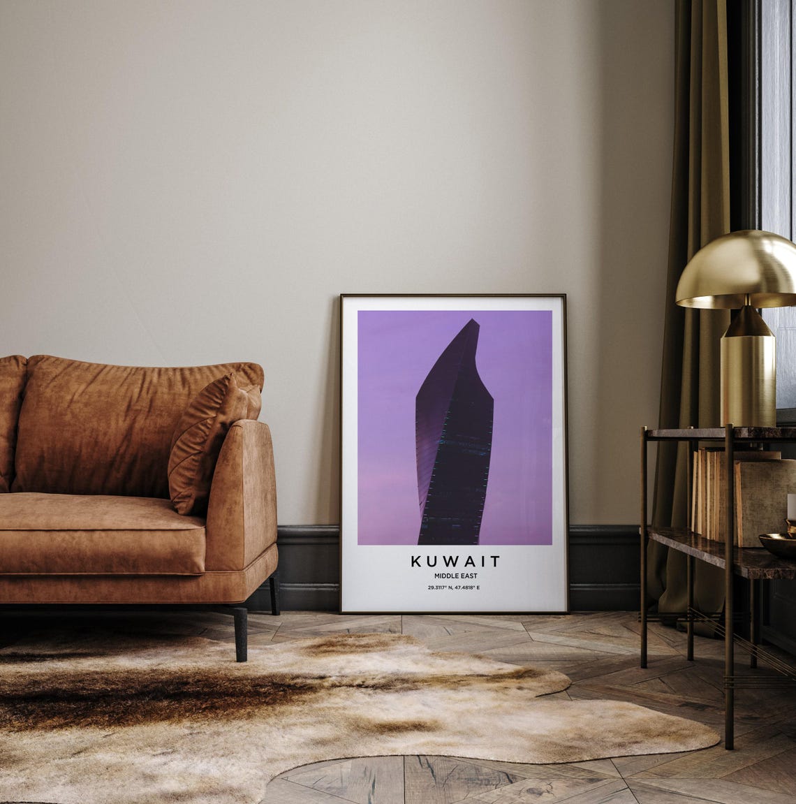 Kuwait Twisted Glass Skyscraper Violet Dusk Sky Photo Poster - Image 3