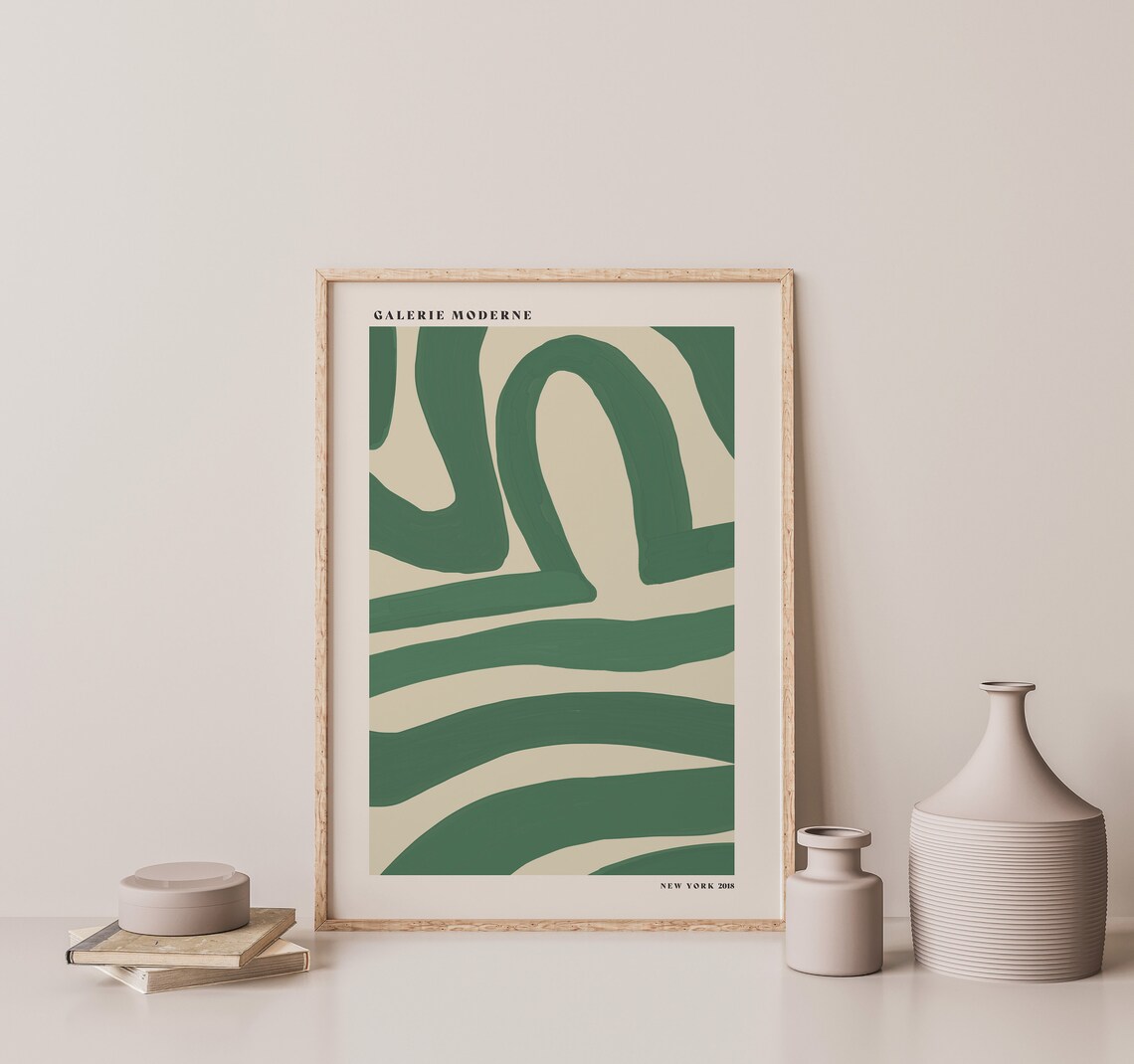Forest Green Abstract Brushstroke Shapes Galerie Moderne Poster - Image 2