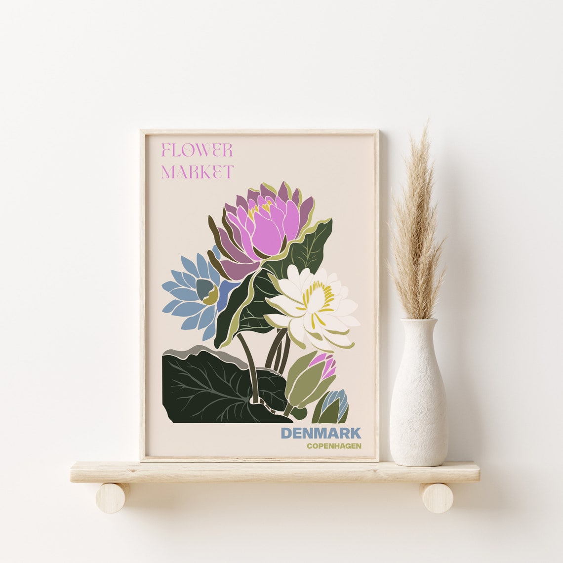 Copenhagen Poster Copenhagen Wall Art Copenhagen Personalised Travel Poster Copenhagen Flower Market Print Floral Wall Copenhagen - Image 2