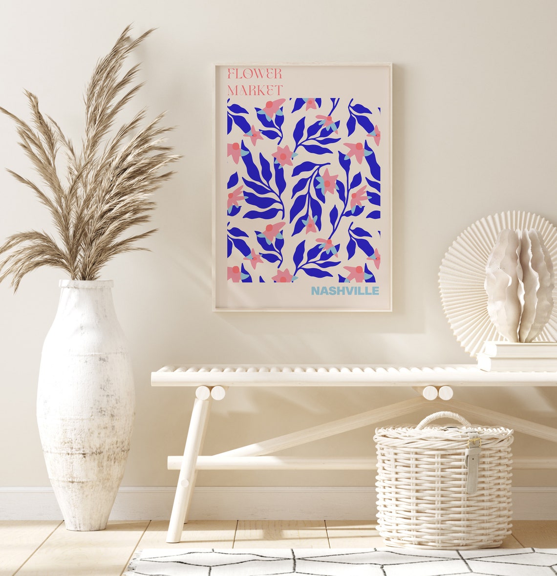 Nashville Poster Personalised Travel Poster Nashville Flower Market Print Floral Wall Decor America Travel Poster - Image 2