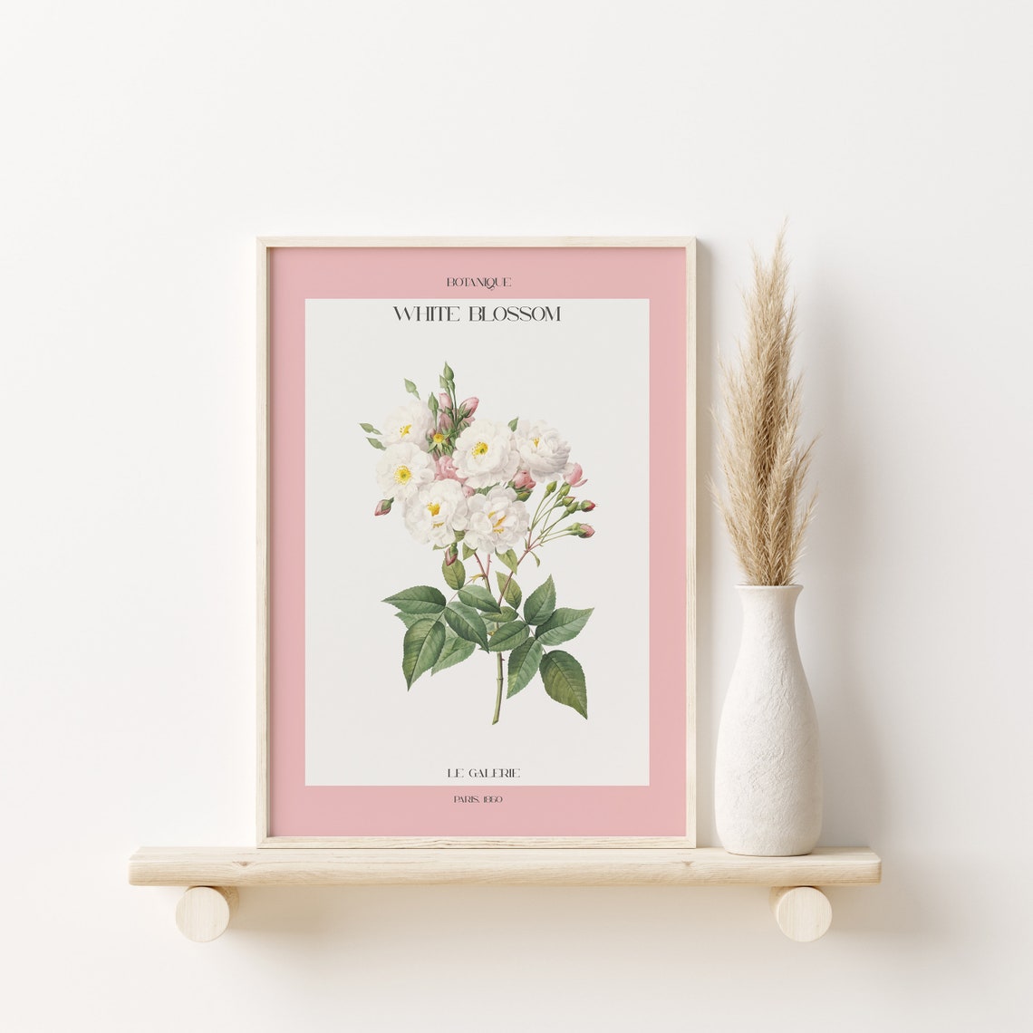 Botanique White Blossom Vintage Botanical Pink Gallery Poster - Image 2