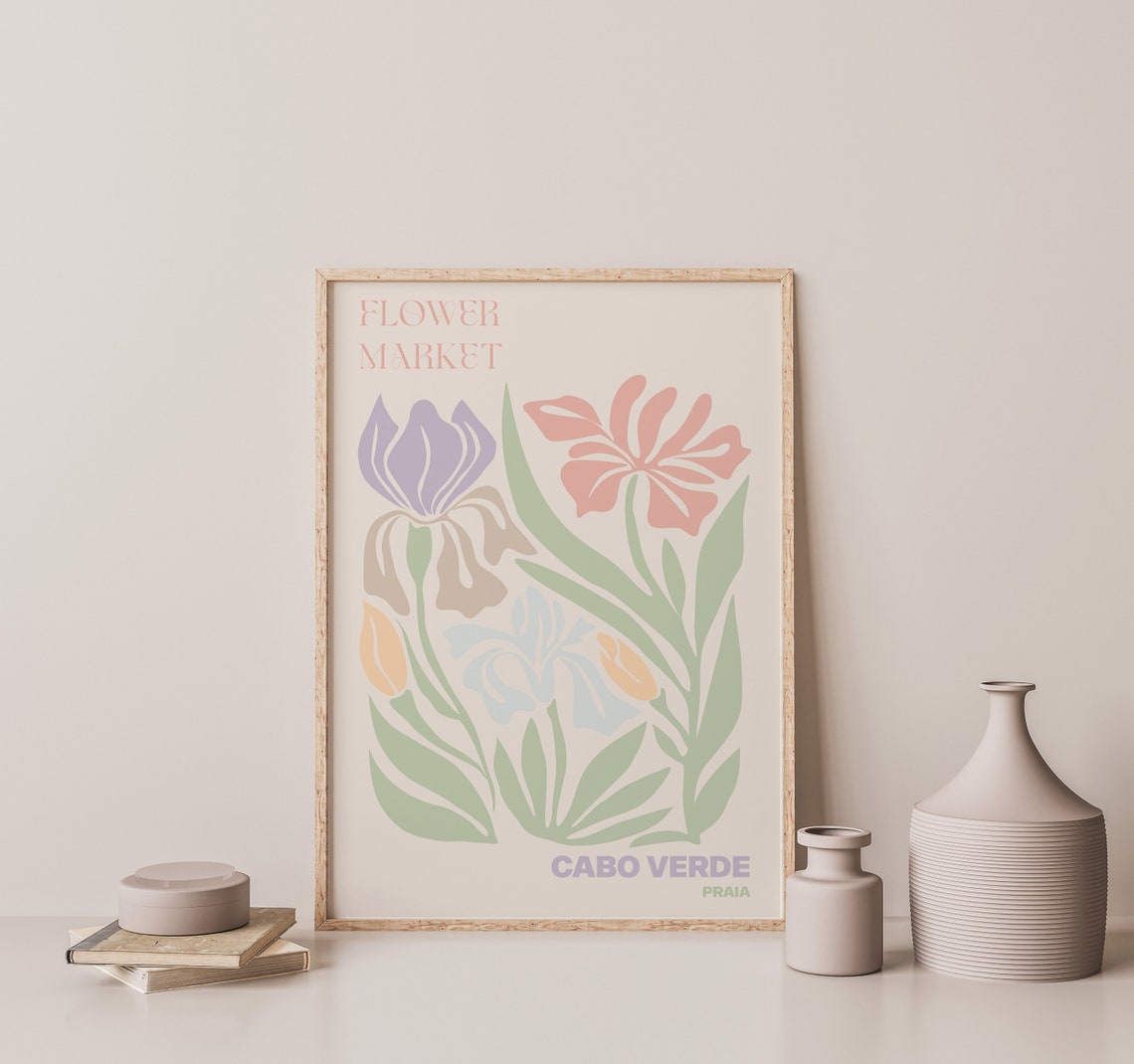 Cabo Verde Praia Graceful Pastel Iris Flower Market Bloom Poster - Image 3